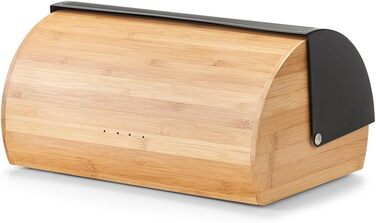 Бротокнига Zeller 25365: бамбук/метал, чорний, 39x27x19 см, для зберігання хліба. Сучасна чорна коробка для хліба, безпечна для харчових продуктів.