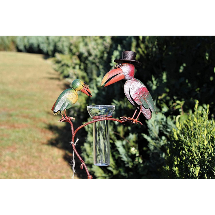 Unknown RAIN GAUGE Rabe - Real Glass, Metal - Garden Stake/Rain Gauge - Colorful - 136 cm tall