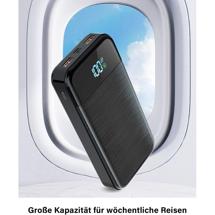 Портативний зарядний пристрій Power Bank 27000mAh з LED дисплеєм та 3 виходами, 2 входами, швидка зарядка 22,5W/PD20W, USB-C