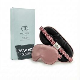 Шовкова маска для сну MATASSE 3D з 22 Momme шовку Mulberry 6A, чорна/рожева. Контурна маска для очей для жінок та чоловіків, італійський дизайн.