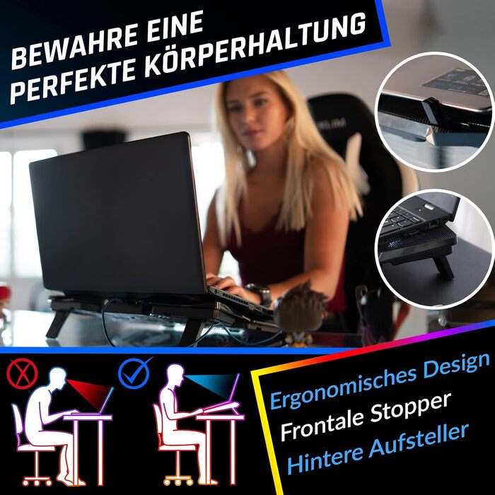Охолоджувач для ноутбука KLIM Wind: потужна підставка з 4 вентиляторами для PC, Notebook та PS4, колір Teal