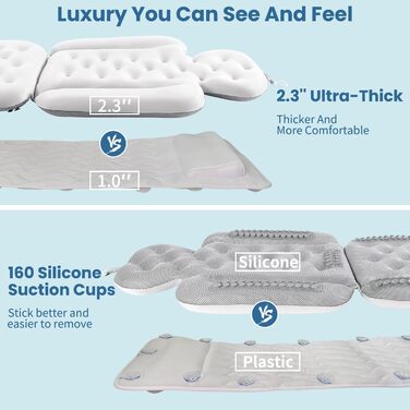 Luxury Full Body Bathtub Pillow with Mesh Bag - White, 51' x 16'