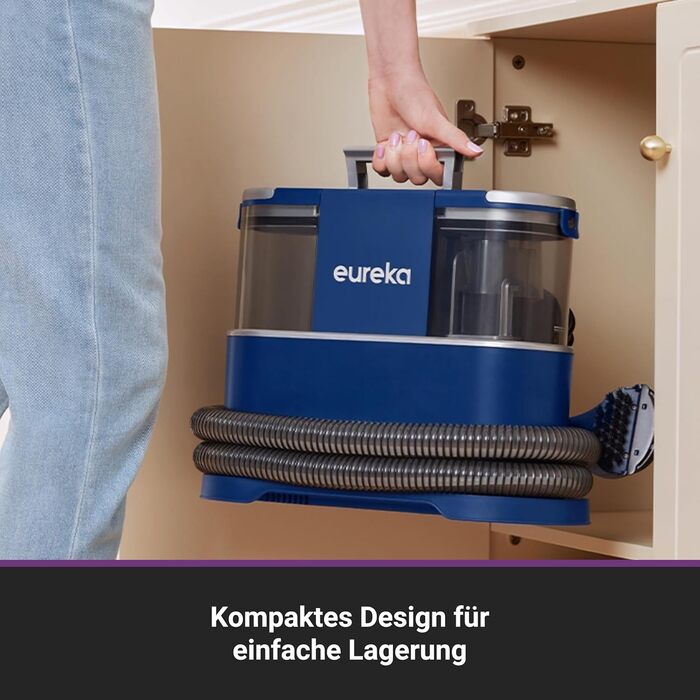 Eureka NEY100: Мийний пилосос для килимів, диванів та авто | Насадки для м'яких меблів, килимів, ковролінів | Потужний мокрий/сухий пилосос 12500Pa, 1.5L резервуар для води з формулою для чищення