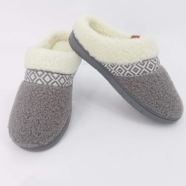 Жіночі домашні тапочки ofoot Fuzzy House: теплі, зручні шкарпетки з м'яким флісом та підошвою з гуми (42/43 EU, сірі)