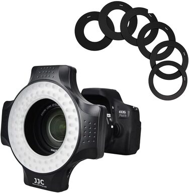 JJC LED кільцевий світловий прилад (кольцевий блиск) для DSLR камер Canon, Sony, Nikon, Olympus, Fuji - 60 LED, дифузор, адаптери 49-67mm