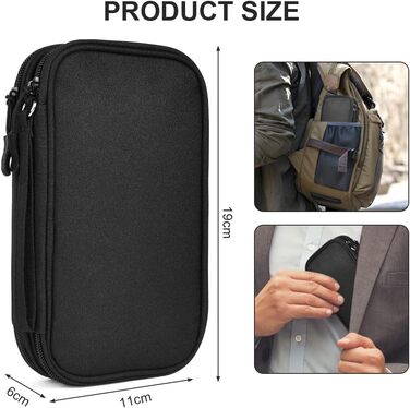 Органайзер для кабелів AMFUN - універсальний кейс для зарядних пристроїв, кабелів, USB-накопичувачів, Power Bank (чорний)