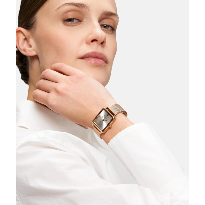 Жіночий годинник Tamaris з квадратним корпусом та металевим або шкіряним ремінцем (Roségold Square / mesh)