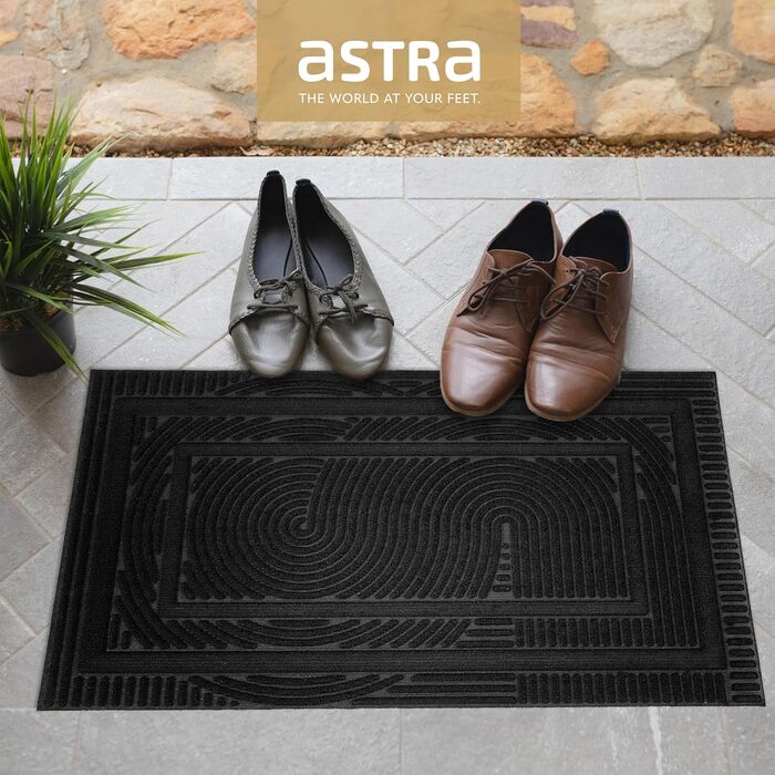 Придверний килимок Astra 40x60 см, протиковзний та вологостійкий килим для входу та балкона, чорний