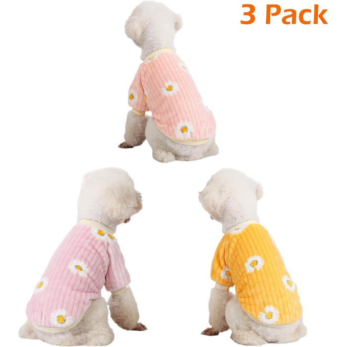 Dog Sweaters, 3-Pack, Dog Sweaters for Small Dogs, Dog Clothes for Small Dogs, Boys and Girls, Ultra-Soft and Warm Puppy Sweater Dog Coat for Winter Christmas (XXS, (XX-Small, Dy Pink+Dy Purple+Dy Yellow)
