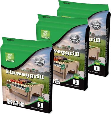 Sustainable Premium Lava Stone Disposable Grill - 6 Pieces including Starter Aid - 60 Minutes Grill Time - Wood, Bamboo, Charcoal (6)