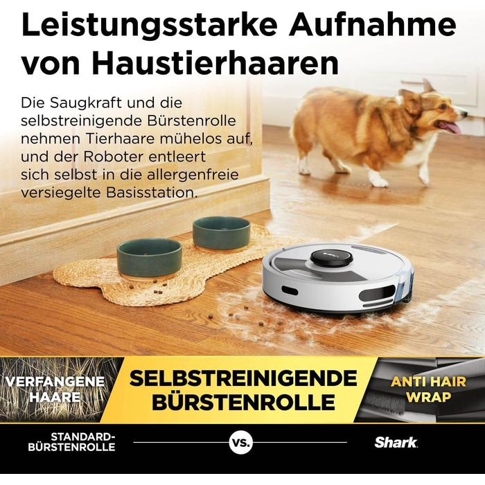 Робот-пилосос Shark Matrix Plus 2-в-1 з функцією миття та станцією самоочищення, самостійно очищається, для шерсті тварин, килима та твердих підлог, 14,5 см (стандартний, білий)