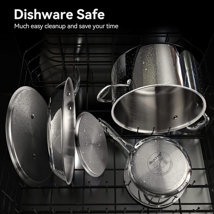 Набір кухонного посуду Duxtop 10 предметів: каструлі та сковорідки з нержавіючої сталі, індукційний, тришаровий