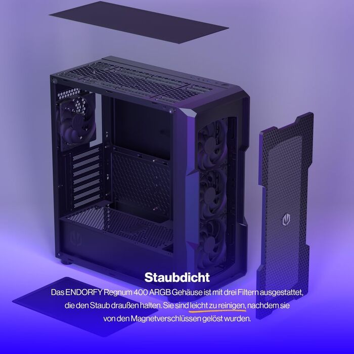 Корпус для ПК Endorfy Regnum 400 Air ATX, загартоване скло, 4 вентилятори 120мм