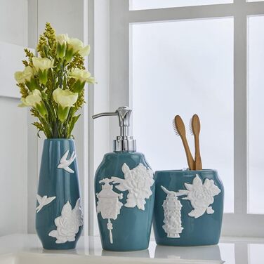 Vern Yip toothbrush holder, flower lanterns, Aqua