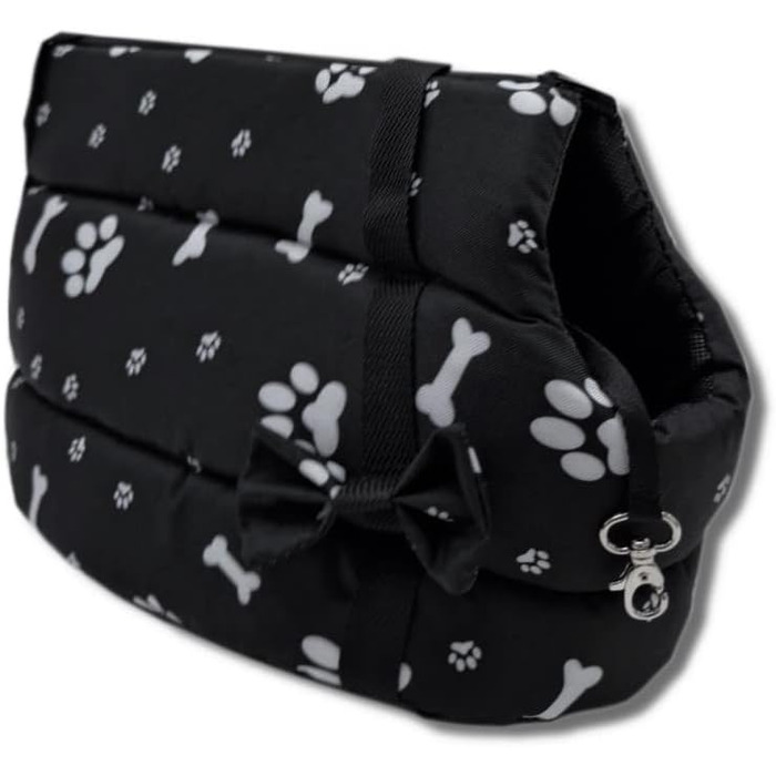 Чорна переносна сумка для собак та котів Odolplusz Elegante з принтом лапок (XS, S, M, L)