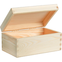 Wooden box with lid - 40x30x24cm, Natural, FSC® - All-purpose box without handles - Storage box | Memory box | Craft & Gift box (20 x 15 x 10 cm | S)