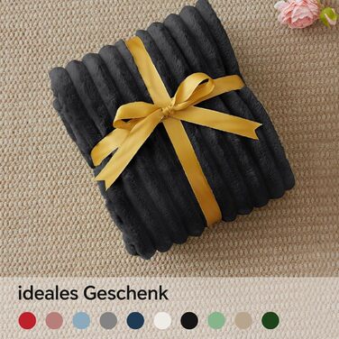 Чорна флісова ковдра BEDELITE 125x150 см - м'яка та тепла для дивана, декору та відпочинку