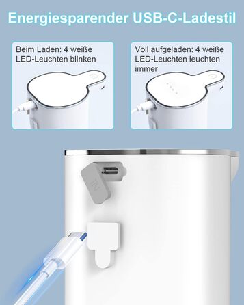 Автоматичний дозатор мила 400 мл з кріпленням на стіну, 4 рівня, IPX5, електричний, для кухні та ванної кімнати, білий