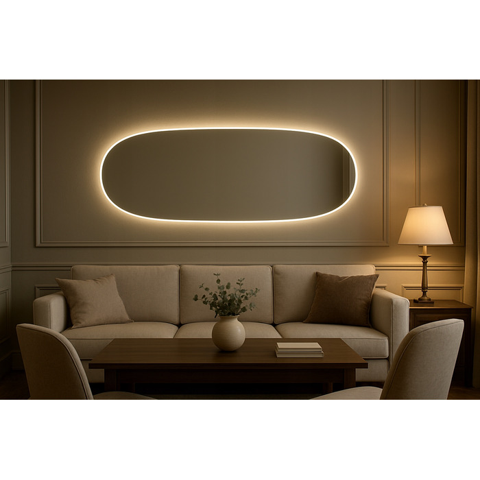Овальне настінне дзеркало з LED-підсвіткою Glass Buster, 1000 x 500 мм