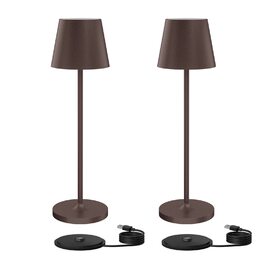 Акумуляторний світлодіодний настільний світильник Klighten 2 шт, димується, для дому та вулиці, USB зарядка, тепле світло 3000K, іржавий колір, IP54, алюміній