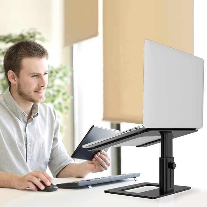 Підставка для ноутбука GOKEDA: ергономічна, регульована, з алюмінію, 11-17 дюймів, чорна