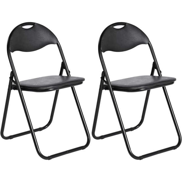 LuxNook Metal Folding Chair, 330 lbs Weight Capacity, 4-Piece Set with PVC Cushioning and Backrest. Comfortable Folding Chair for Guests, Kitchen, Camping (2pcs, Black)