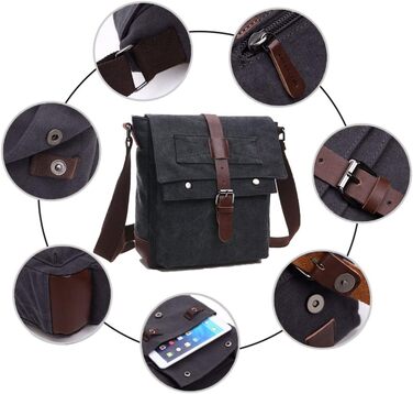 Чоловіча нагрудна сумка OSMIE 16 л, чорна (M) - канвас, для роботи та навчання