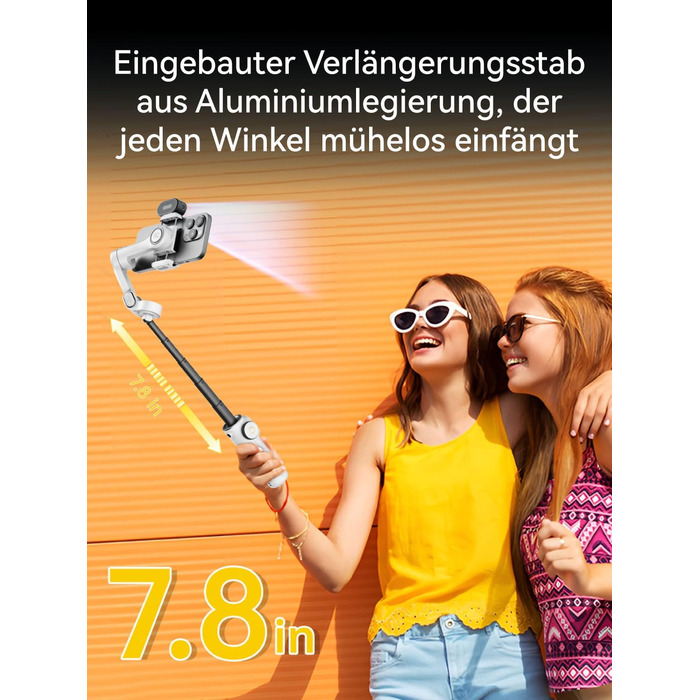 Стабілізатор для iPhone та Android з 3-осьовою стабілізацією та OLED-дисплеєм, 7.8