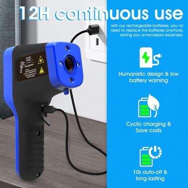 Інфрачервоний термометр AIOMEST з логуванням даних через APP, промисловий IR пірометр 1600°C | Оптика 30:1 з подвійним лазером | Температурна пістолета для вимірювання температури для HVAC, промислових печей, кузень та піци | Bluetooth-з'єднання