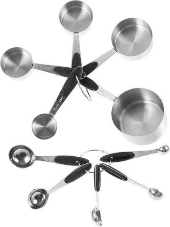 Cabilock 2-Piece Stainless Steel Measuring Spoons Collapsible Measuring Cups Gadgets Adjustable Batter Measuring Spoon Dispenser Dessert Cups with Lid Pantry Silica Gel