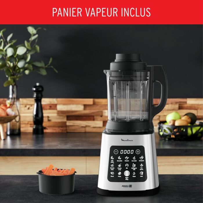 Moulinex PerfectMix Cook, Stand Mixer with 10 automatic programs, 1400 W, prepares hot and cold recipes, electric mixer with touchscreen, easy to clean, 2 l capacity, LM83SD