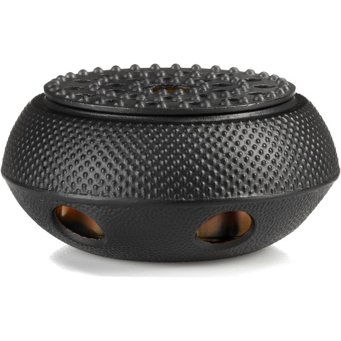 Cast iron tea warmer with textured surface