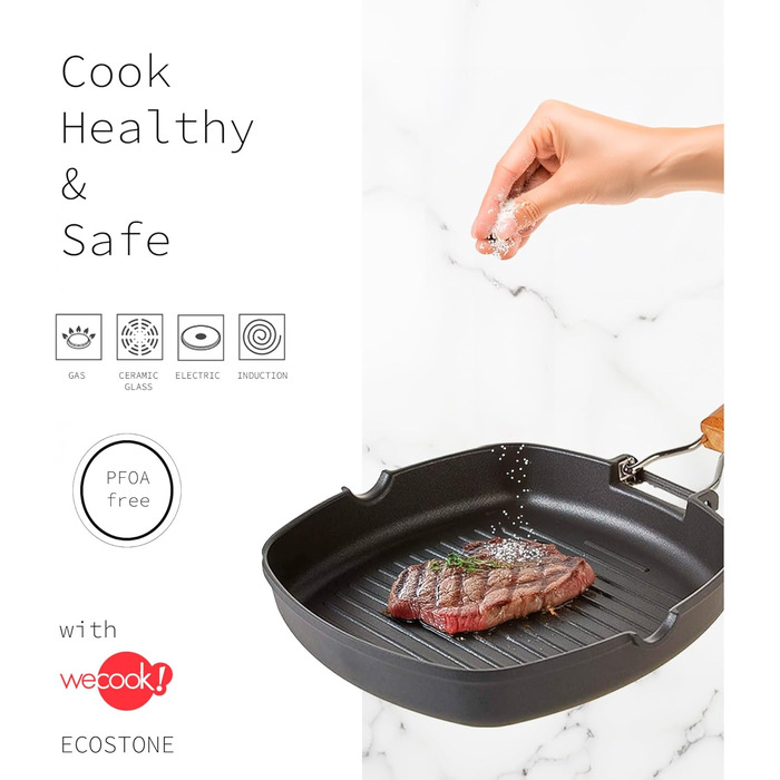 WECOOK! Ecostone Гриль сковорода алюмінієва з антипригарним покриттям рифлена 24x24 см