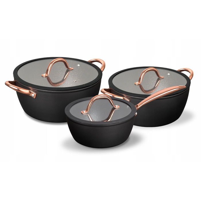 Набір каструль та сковорідок MG Home Rose Gold, 8 предметів, для індукційних плит