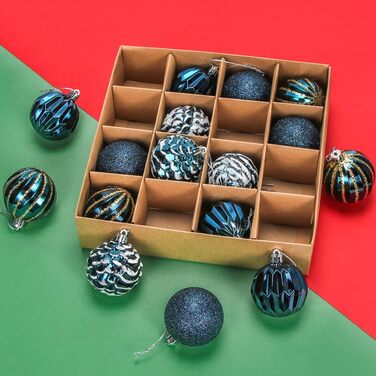 Набір прикрас на ялинку 16 шт. - Синє пластикові кулі, 6 см, для ялинки