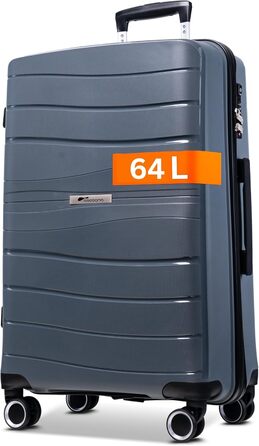 Чемодан Leon Koffer Groß 94 літрів з TSA замком - валіза, ролер, валіза для подорожей, жорсткий корпус (сірий, L)