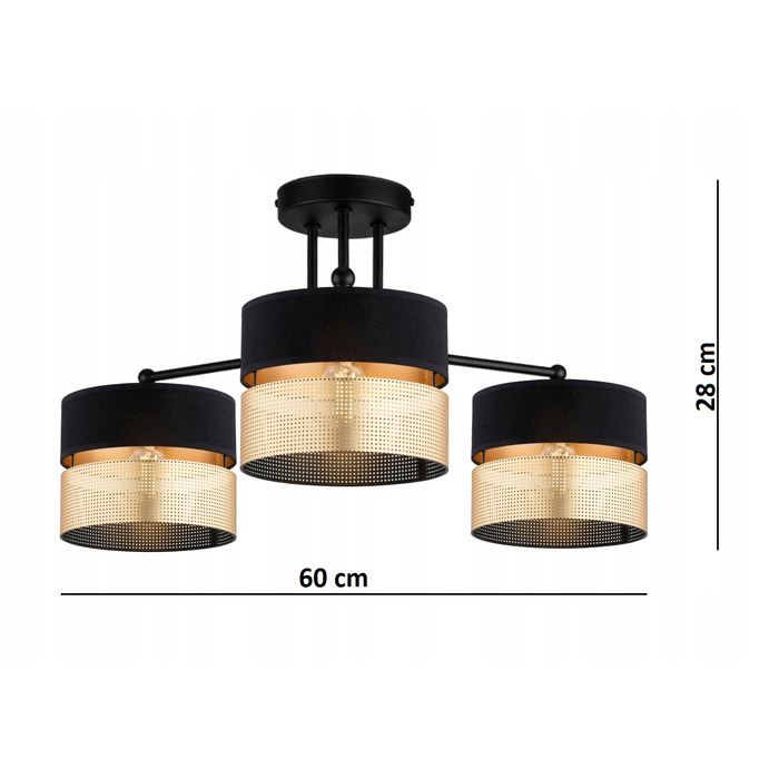 Підвісна лампа Elko-Lighting, чорно-золота, металева, 3-точкова, 28 см