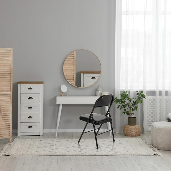Складний офісний стілець hjh OFFICE TUDELA, м'який, чорний, екошкіра, вантажопідйомність до 130 кг