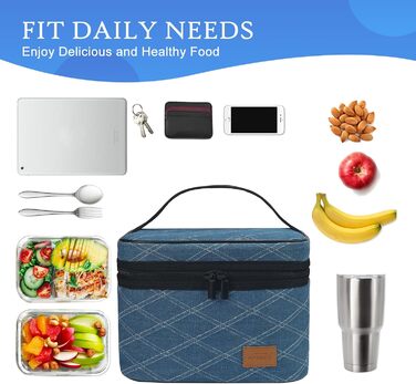Легка термосумка-ланчбокс для їжі: складана, водонепроникна, у синій клітинку