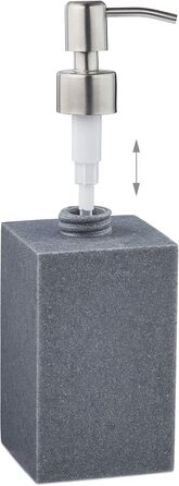 Дозатор для мила Relaxdays 300 мл, наповнюваний, для ванної/кухні, білий (сірий), полірезин, нержавіюча сталь