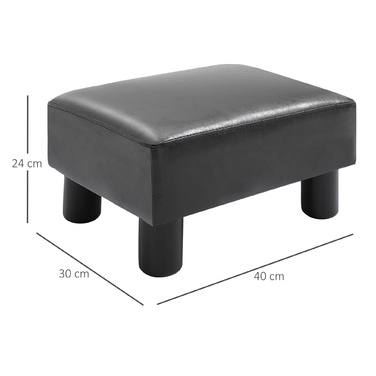 HOMCOM Chesterfield Ottoman Footstool Bench from Faux Leather Black 40x30x24cm Stylish & Comfortable for Living Room & Hallway