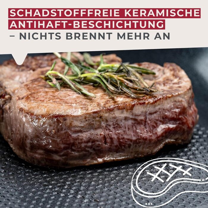 Сковорода Fackelmann Statement 24 см з керамічним покриттям – антипригарна сковорода з переробленого алюмінію, з вафельною структурою дна, для всіх типів плит (включно з індукцією), без PFAS, 24 см