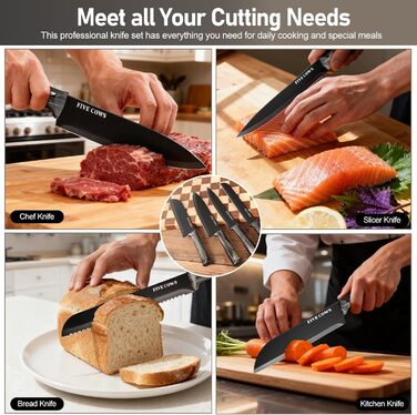 Набір кухонних ножів Messerblock з 16 предметів, з дощечкою, захистом пальців, точилкою та кухонними ножицями, професійний набір для дому (зелений, чорний)