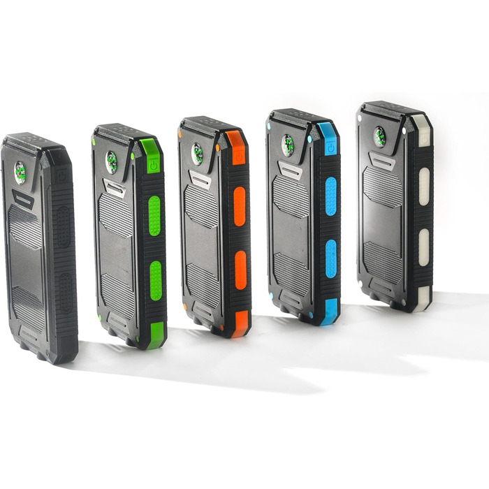 Портативний павербанк сонячний 8000 mAh з LED-ліхтариком та компасом для зарядки телефонів та гаджетів. Чорний