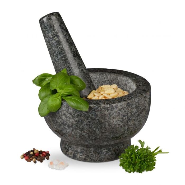 Relaxdays Granite Mortar and Pestle, Large