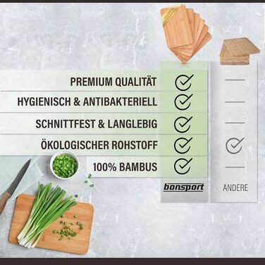 Набір з 6 дерев'яних підставок для сніданку з бамбука, 22x14x0,8 см