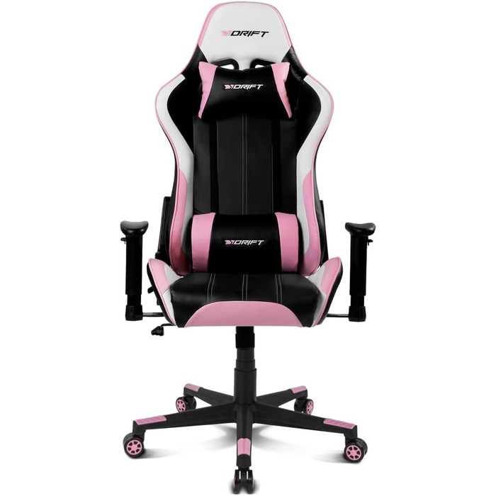 Ігрове крісло DRIFT DR175PINK, екошкіра, 2D-підлокітники, клас 4, рожево-чорне