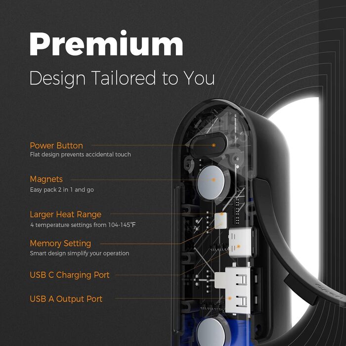 Електричний грілка для рук OCOOPA MagTwins, 10000 mAh, 2 шт., 4 режими нагріву, USB power bank для зими, чорний