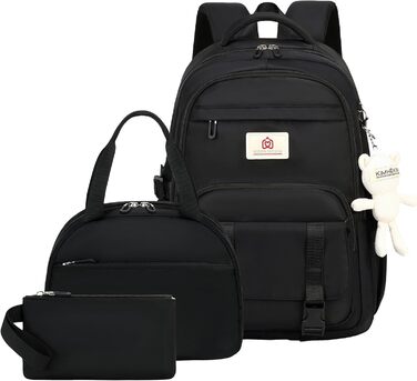 Чорний рюкзак для підлітка, дівчини, студентки: великий, 39.6 см (15.6 дюймів), антикрадійний, для школи, університету