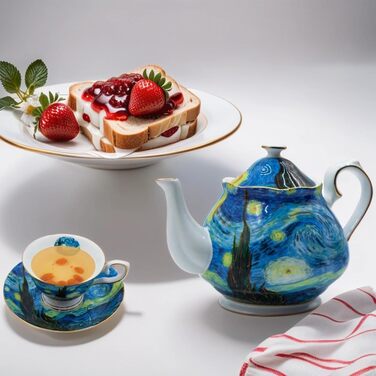 Порцелянова чайник 1 л Vintage Floral з кістяної порцеляни, біла троянда, для чаювання та кави, подарункова чайник Sternenhimmel